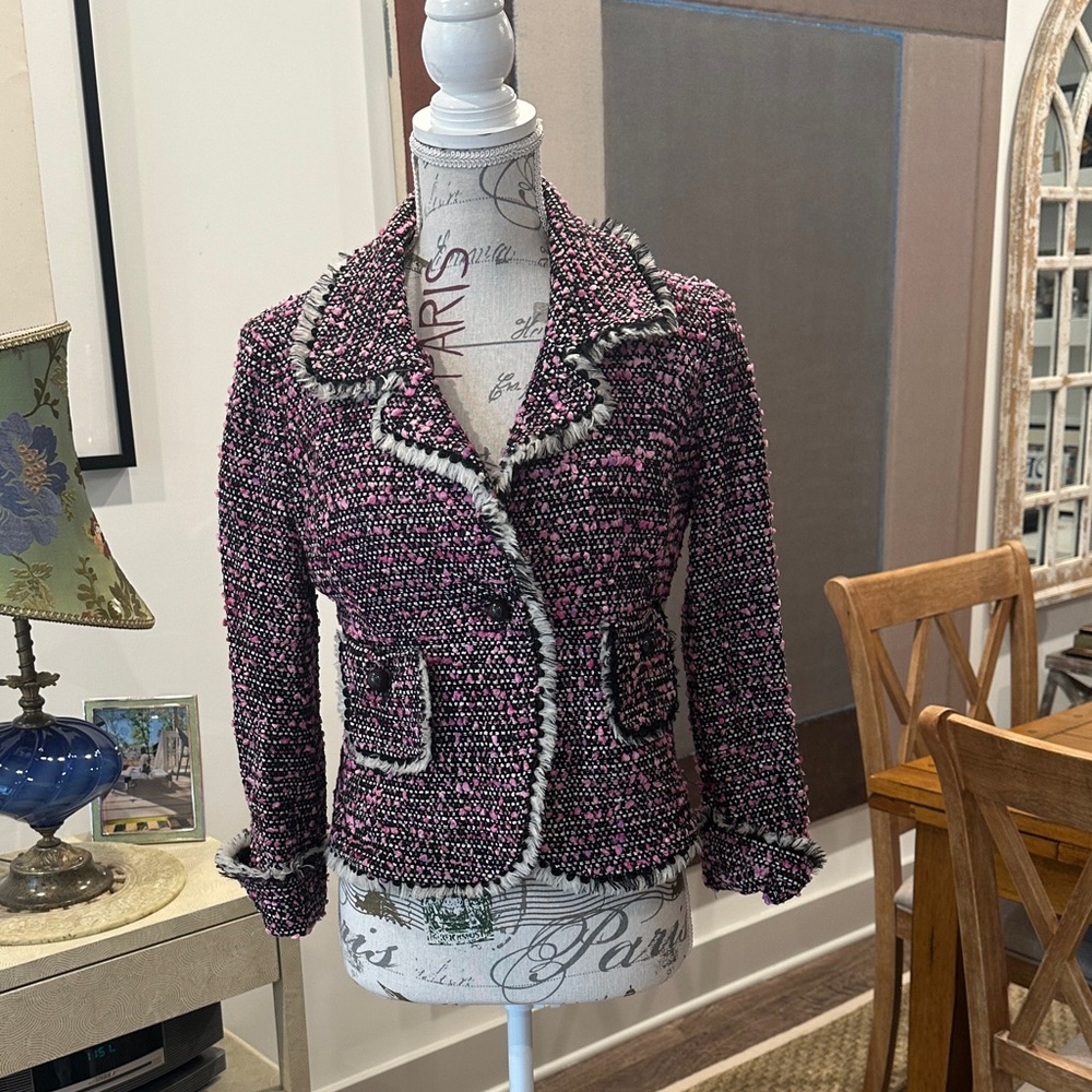 Sara Campbell Pink and Black Tweed Blazer
